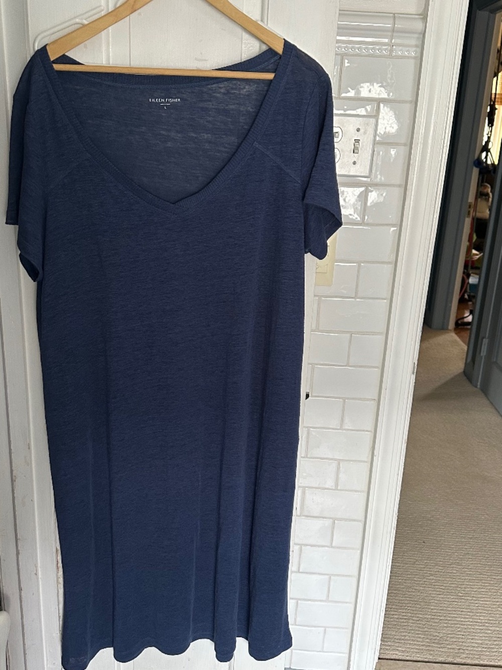 Eileen Fisher vneck linen T shirt dress